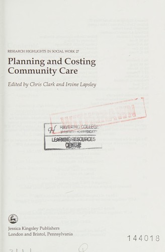 Cover for Planning and costing community care