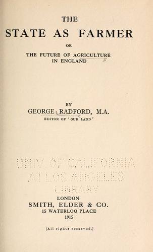 Cover for The state as farmer