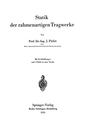 Cover for Statik der rahmenartigen Tragwerke