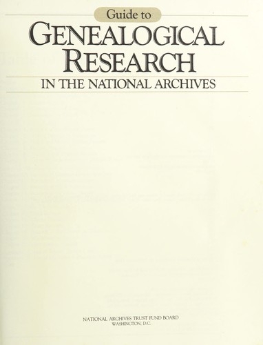 Cover for Guide to genealogical research in the National Archives.