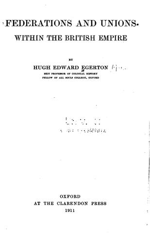 Cover for Federations and unions within the British Empire
