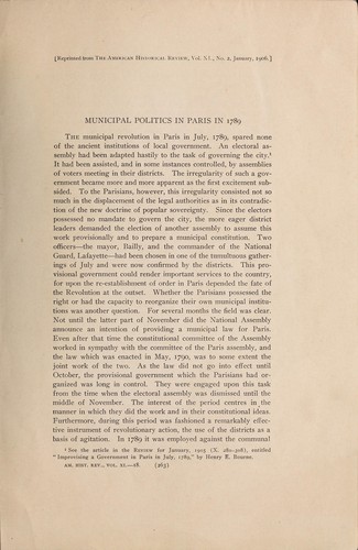Cover for Municipal politics in Paris in 1789