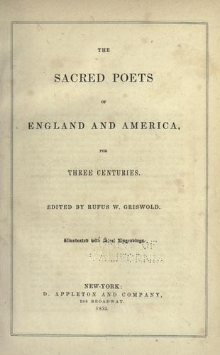 Cover for The sacred poets of England and America, for three centuries
