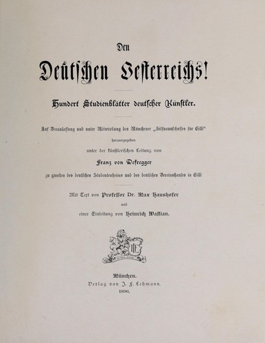 Cover for Den Deutschen Oesterreichs!