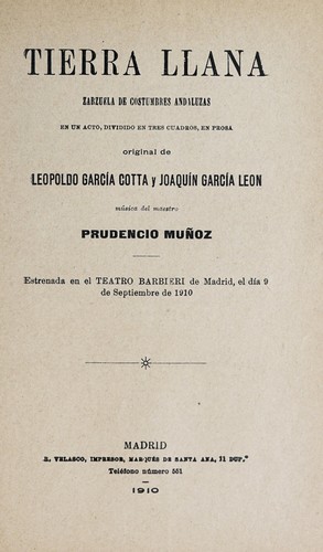 Cover for Tierra llana