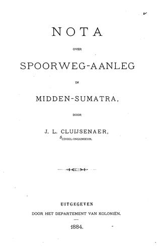 Cover for Nota over spoorweg-aanleg in midden-Sumatra
