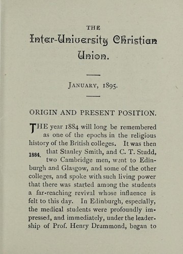 Cover for Inter-university Christian Union