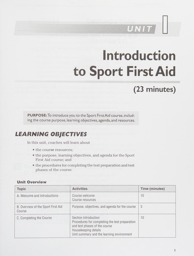 Cover for Sport first aid workbook