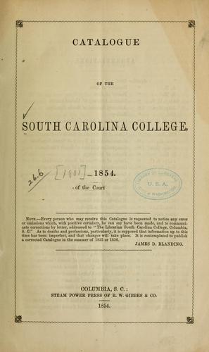 Cover for Catalogue of the South Carolina college, 1854 ...