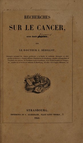 Cover for Recherches sur le cancer