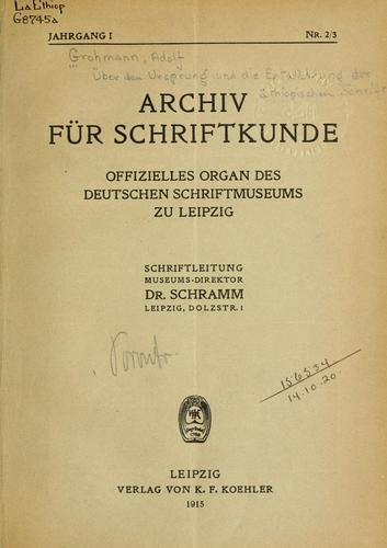 Cover for Über den Ursprung und die Entwicklung der äthiopischen Schrift.