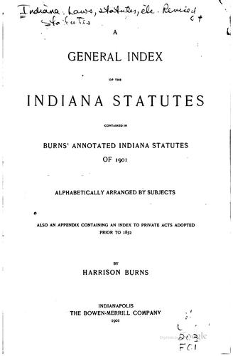 Cover for Burns' annotated Indiana statutes