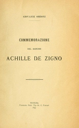 Cover for Commemorazione del Barone Achille de Zigno