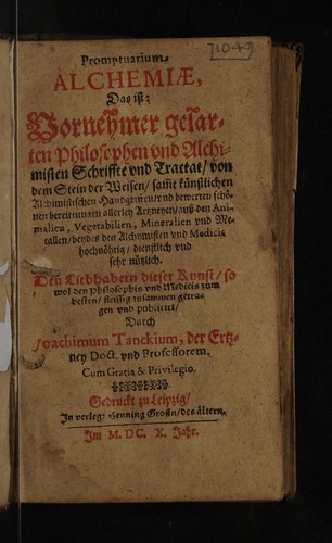Cover for Promptuarium alchemiae, das ist
