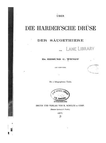 Cover for Über die Harder'sche drüse der Säugethiere