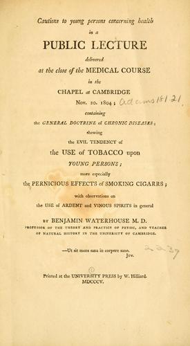 Cover for Cautions to young persons concerning health