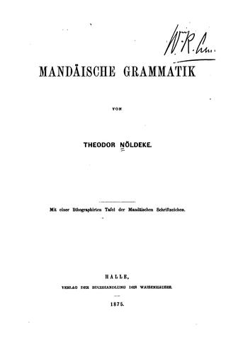 Cover for Mandäische Grammatik...
