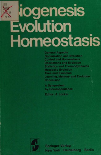 Cover for Biogenesis, evolution, homeostasis