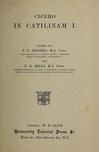 Cover for In Catilinam I