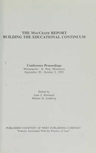 Cover for The Maccrate Report: Building the Educational Continuum