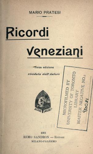 Cover for Ricordi veneziani