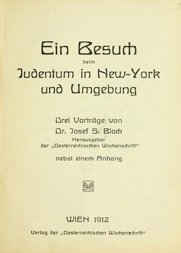 Cover for Ein besuch beim judentum in New-York und umgebung