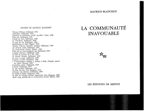 Cover for La Communaute Inavouable