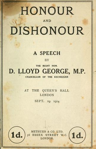 Cover for Honour and dishonour.