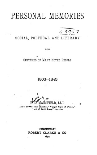 Cover for Personal Memories, Social, Political and Literary, with Sketches of Many Noted People