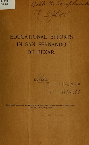 Cover for Educational efforts in San Fernando de Bexar