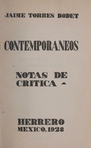 Cover for Contemporaneos