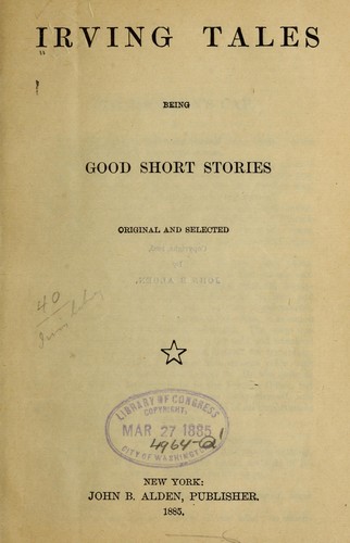 Cover for Irving tales; being good short stories, original and selected