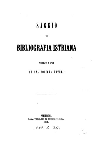 Cover for Saggio di bibliografia istriana.