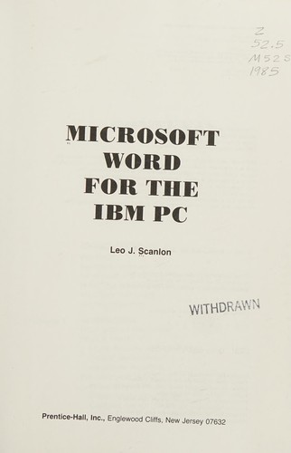Cover for Microsoft Word for the IBM PC