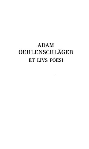 Cover for Adam Oehlenschläger: et livs poesi ...
