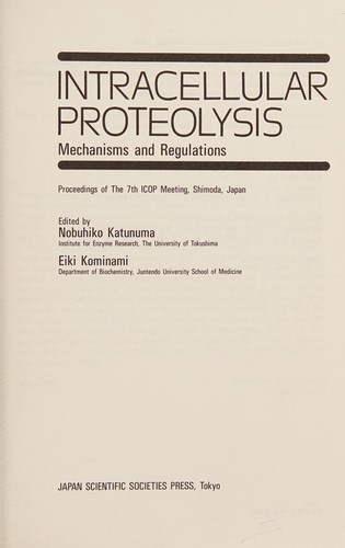 Cover for Intracellular proteolysis