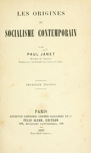 Cover for Les origines du socialisme contemporain