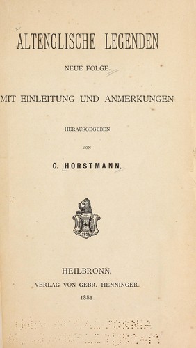 Cover for Altenglische legenden