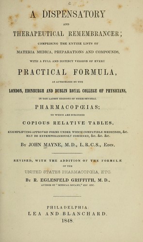 Cover for A dispensatory and therapeutical remembrancer ...