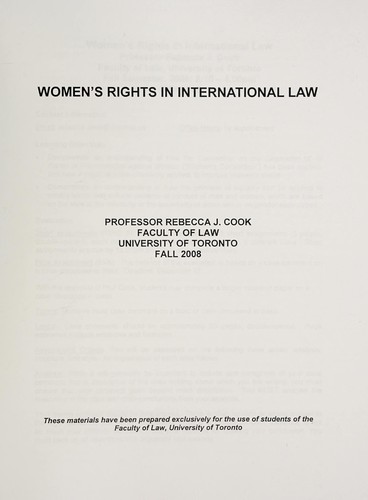Cover for Women's rights in international law