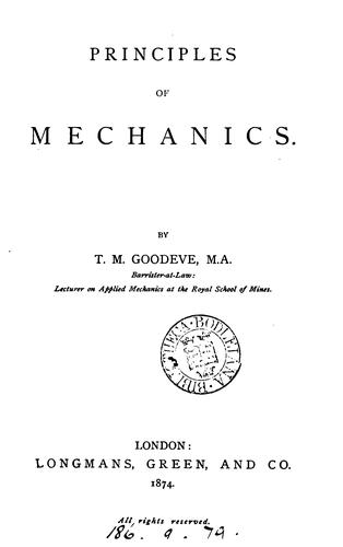 Cover for Principles of mechanics