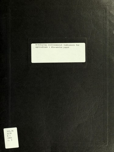 Cover for Developing environmental indicators for agriculture