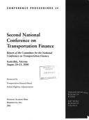 Cover for Second National Conference on Transportation Finance