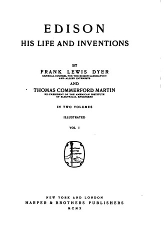 Cover for Edison: His Life and Inventions