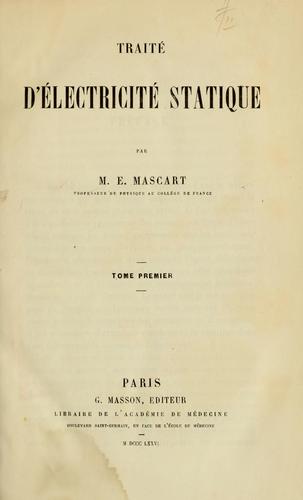 Cover for Traité d'électricité statique