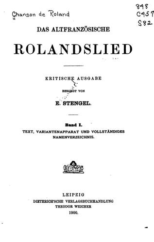 Cover for Das altfranzösische Rolandslied