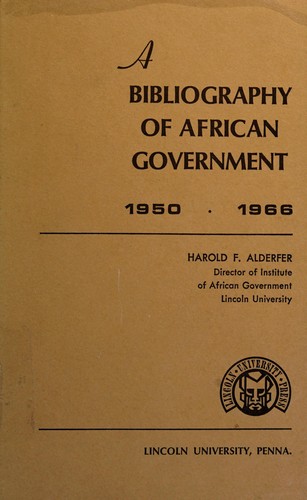 Cover for A bibliography of African government, 1950-1966