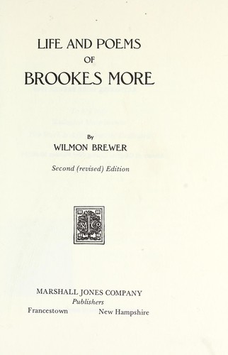 Cover for Life and poems of Brookes More