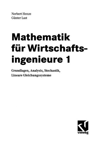 Cover for Mathematik für Wirtschaftsingenieure 1