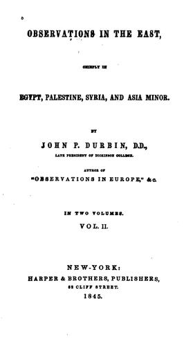 Cover for Observations in the East